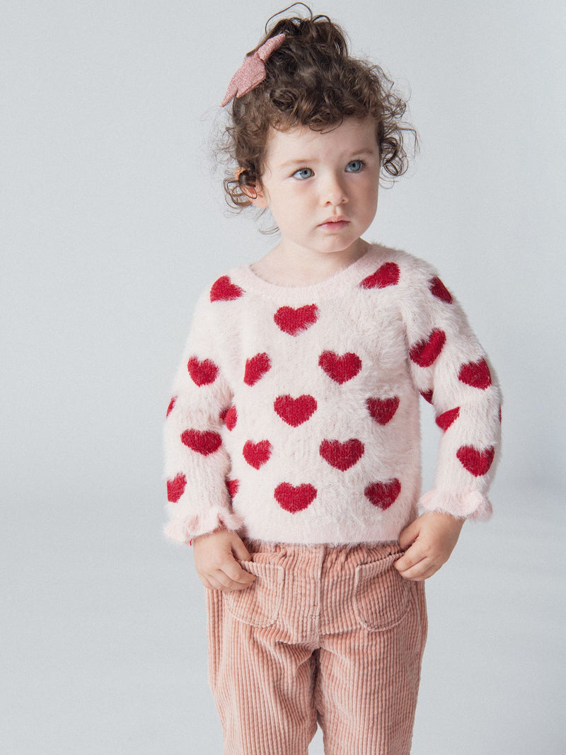 Rosa Sweater mit Herzmotiv für Mädchen