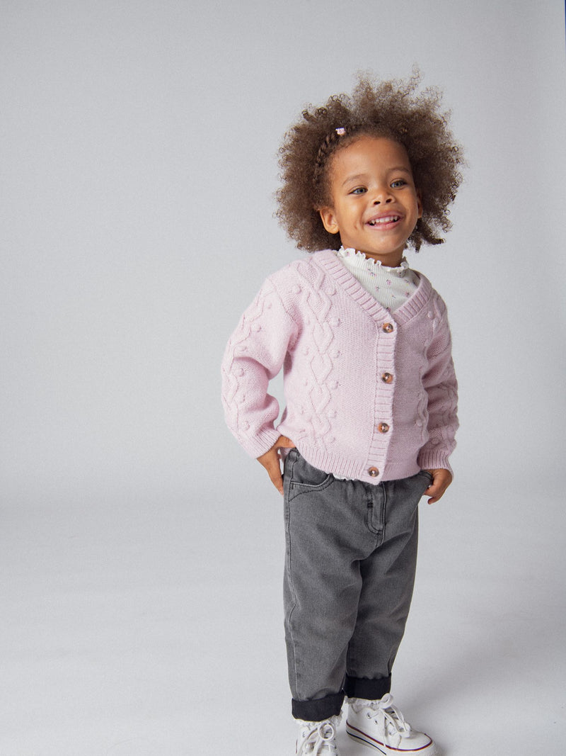 Rosa gestickter Baby-Cardigan