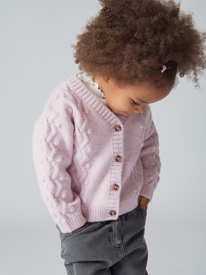 Rosa gestickter Baby-Cardigan