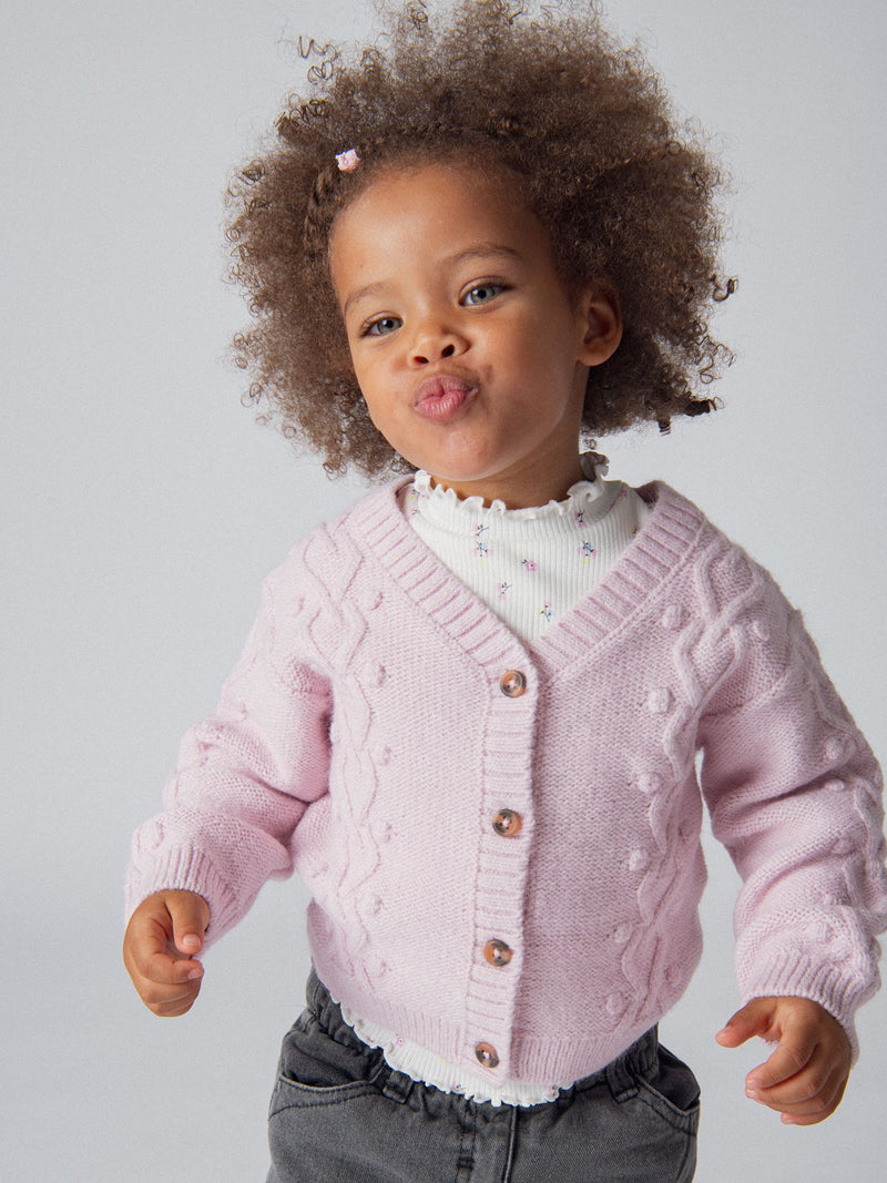 Rosa gestickter Baby-Cardigan