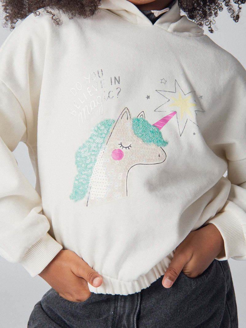 Sweat à capuche animation licorne pour fille