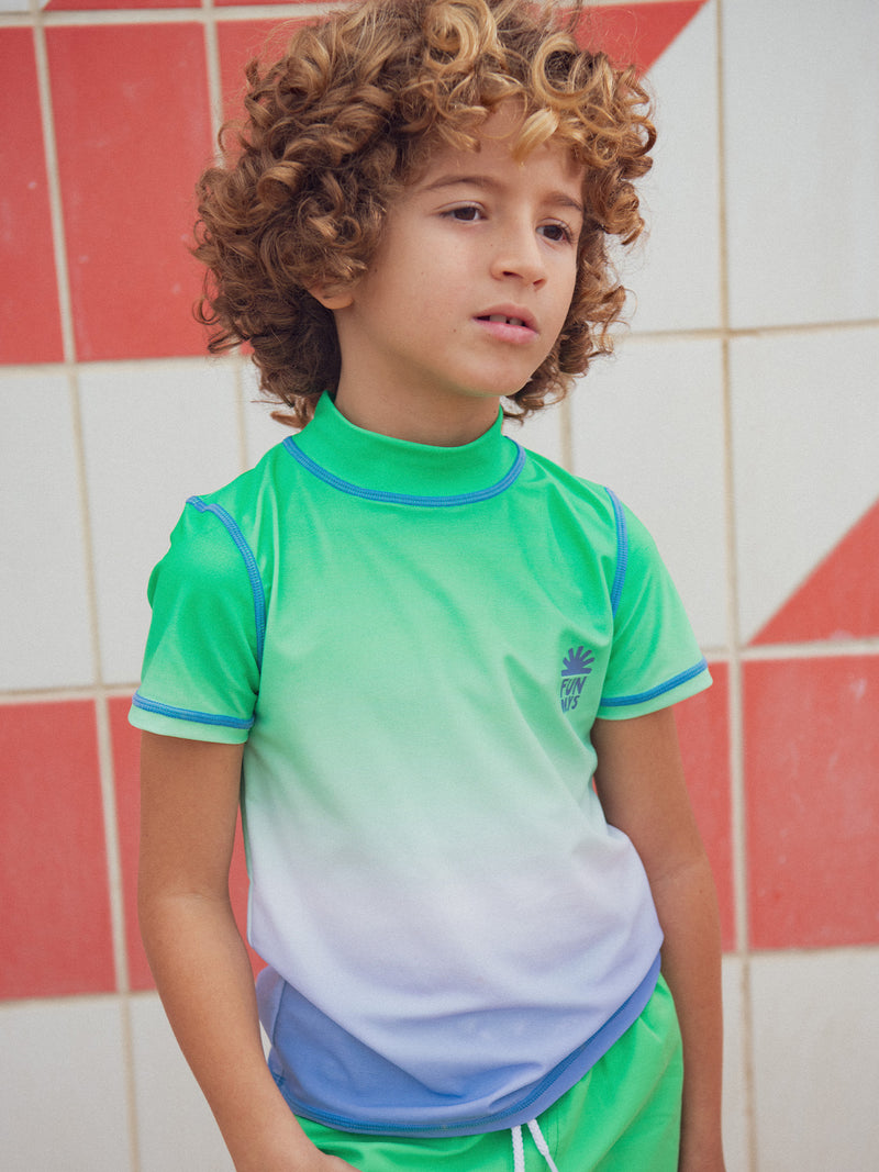 UPF 50+ Bademoden-T-Shirt mit zweifarbigen Tie-Dye für Jungen