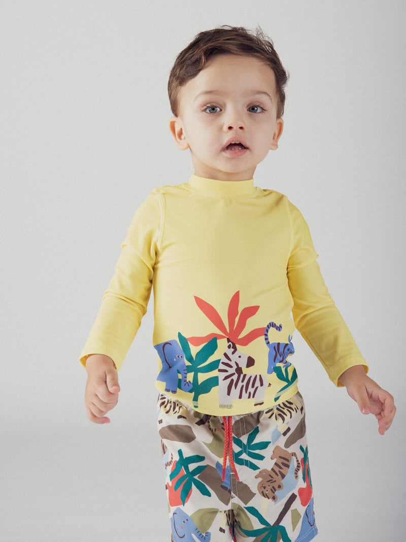 UPF 50+ gelbes Bade-T-Shirt für Jungen