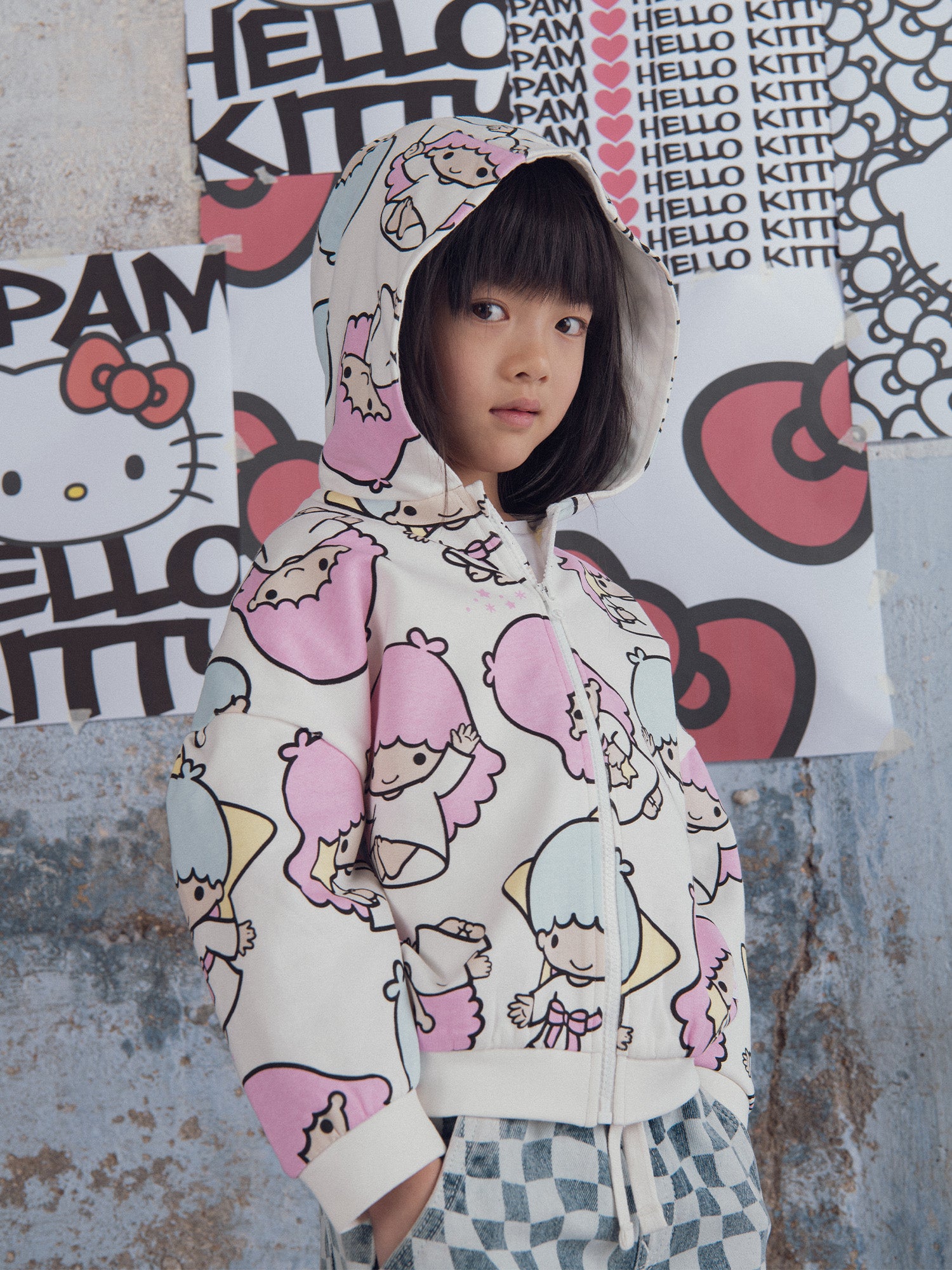 Sweat blanc imprimé Little Twin Stars