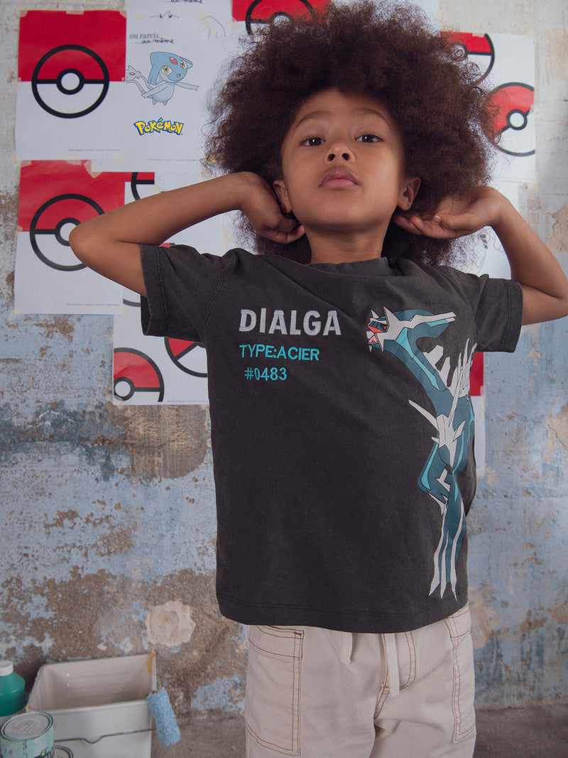 Graues T-Shirt mit Pokémon Dialga Animation