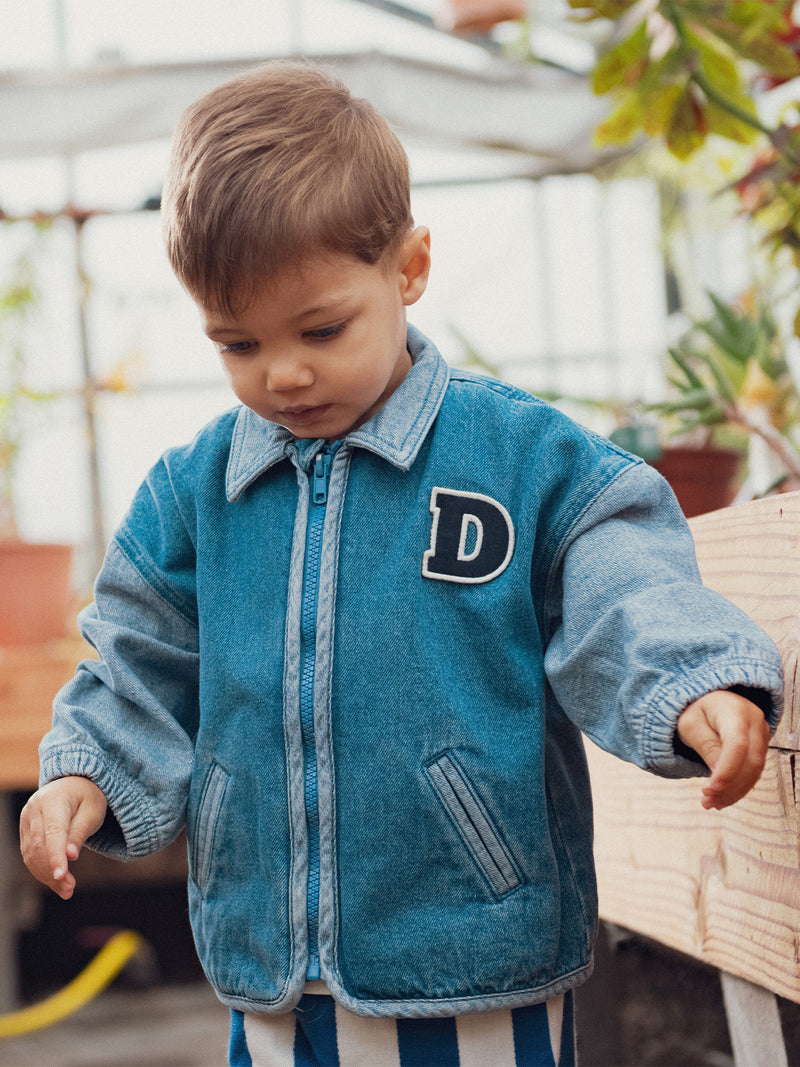 Denim Bomberjacke mit "D" Patch für Baby Jungen