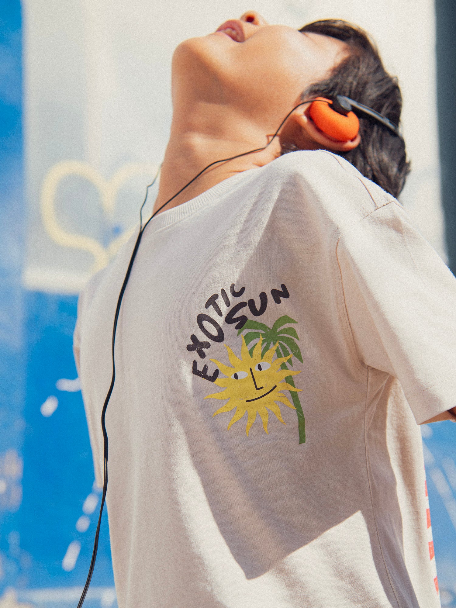 Beige T-Shirt mit "Exotic Sun"-Animation für Jungen