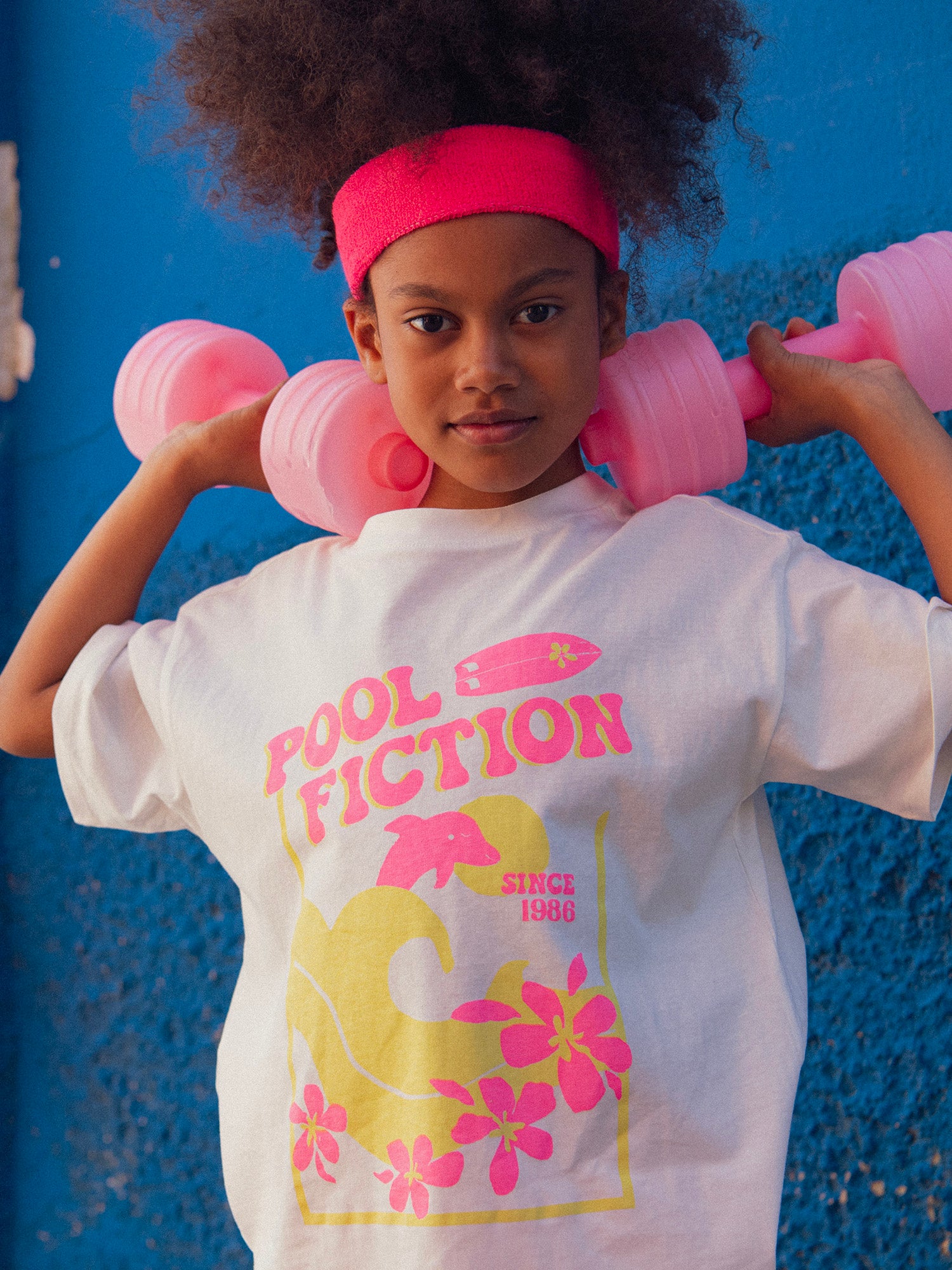 Ecru Oversize T-Shirt mit Strandanimation für Mädchen