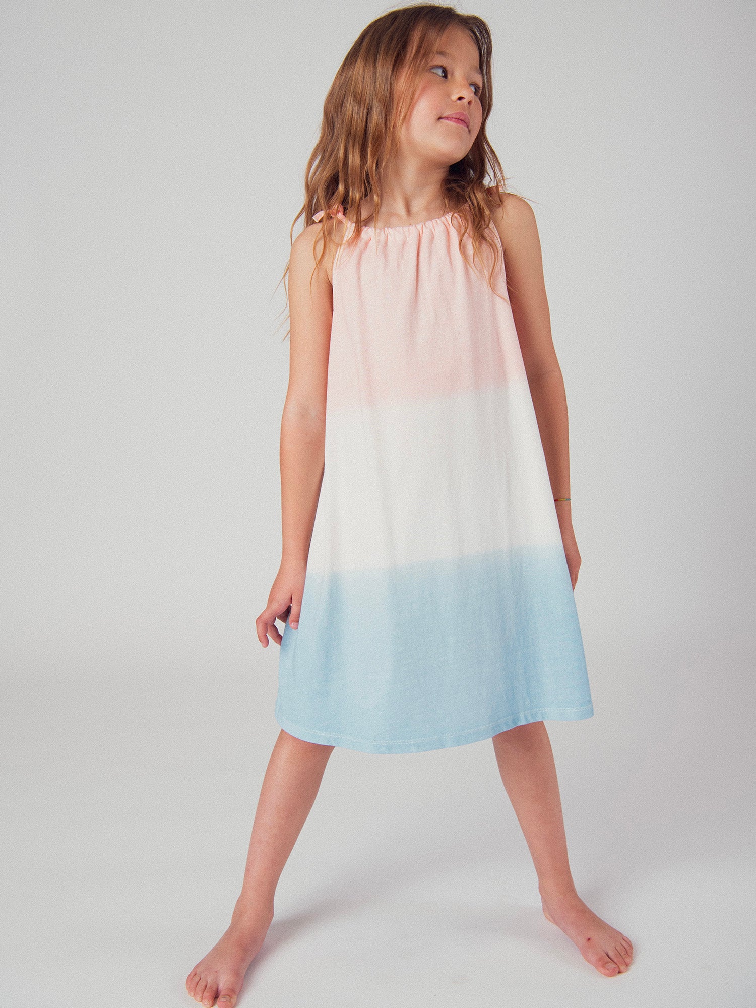 Robe à bretelles imprimé tie and dye pour fille