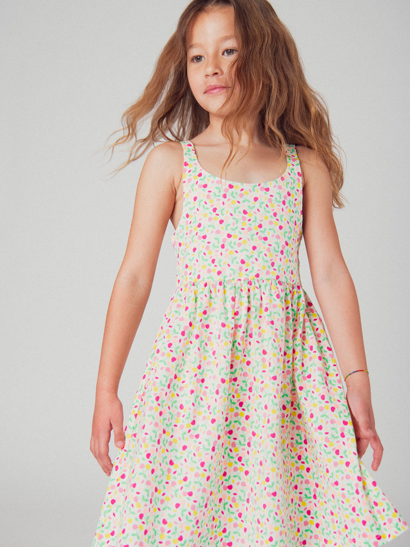 Trägerkleid mit bunten Kirschmotiven für Mädchen