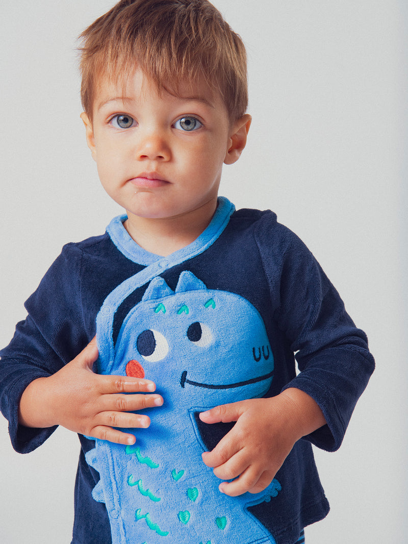 Nachtblauer Pyjama mit Dinosaurier-Muster für Baby-Jungen