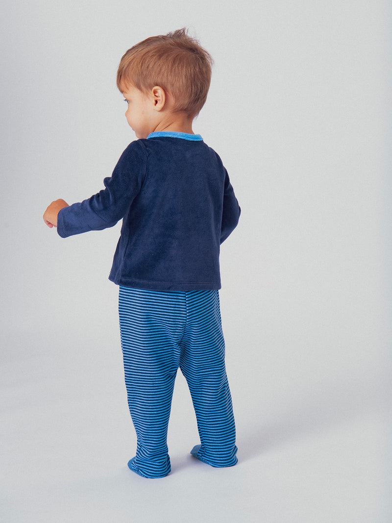 Nachtblauer Pyjama mit Dinosaurier-Muster für Baby-Jungen