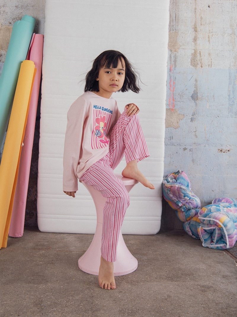 Langes rosa Pyjama "Hello Sunshine" für Mädchen