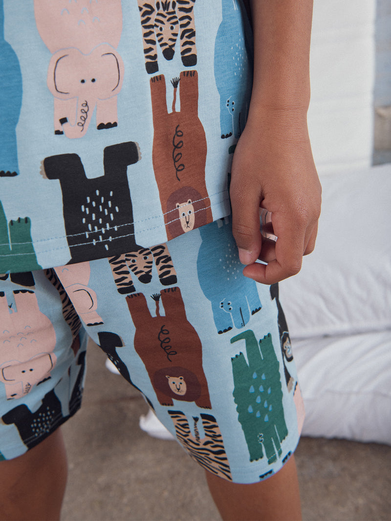 Kurzer Pyjama mit "Jungle Party"-Druck für Jungen