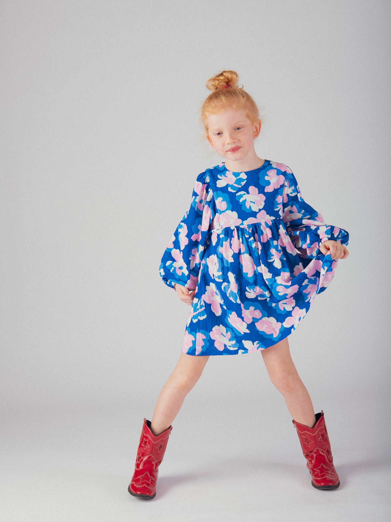 Robe bleue imprimé floral pour fille
