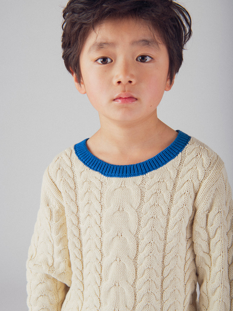 Beige Pullover mit blauen Details für Jungen