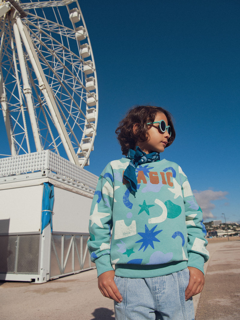Grünes Sweatshirt mit Druck für Jungen