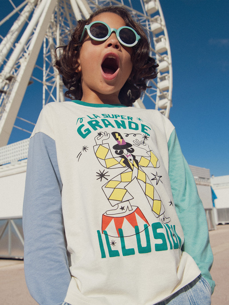 Colorblock-T-Shirt mit Zirkusanimation für Jungen