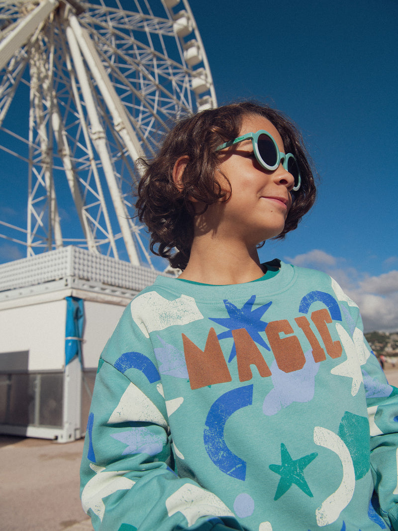 Grünes Sweatshirt mit Druck für Jungen