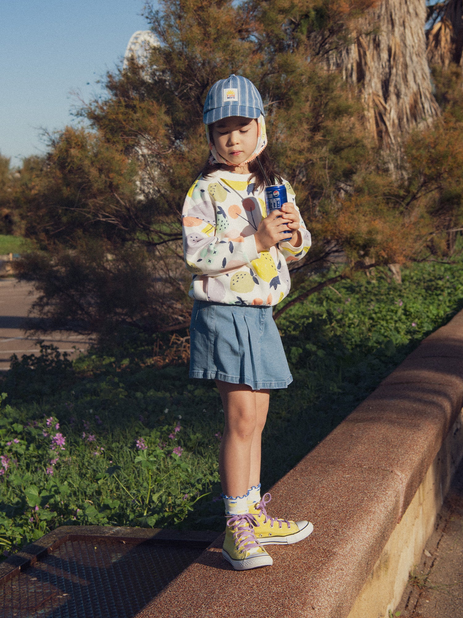 Falten-Shortrock aus Denim für Mädchen