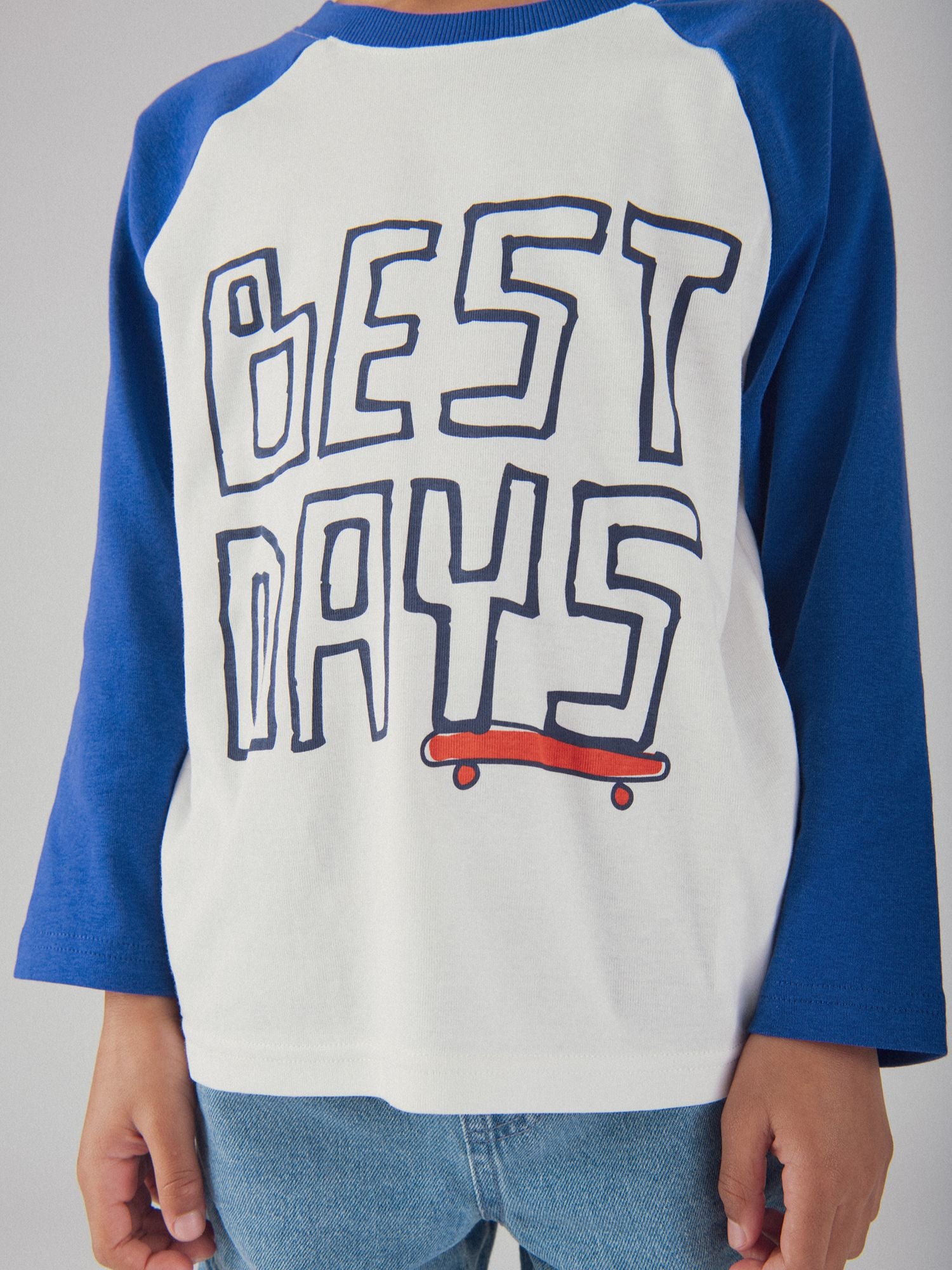 T-shirt manches longues bleu et blanc pour garçon