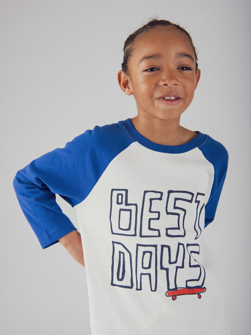 T-shirt manches longues bleu et blanc pour garçon