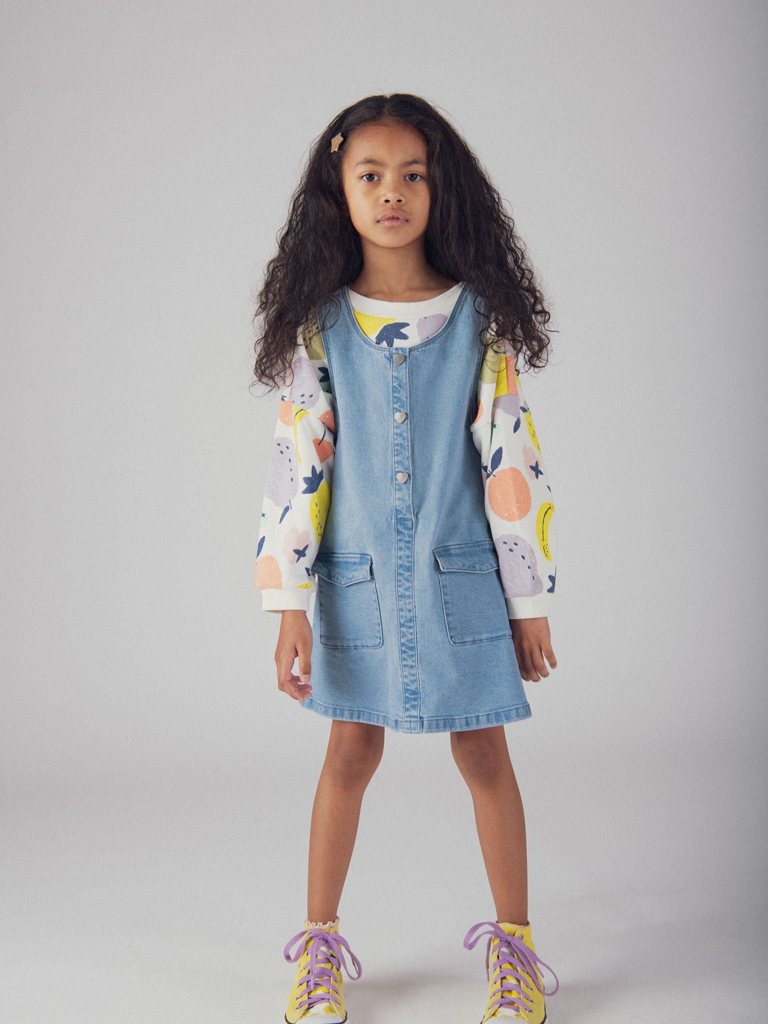 Robe en denim à boutons pression pour fille