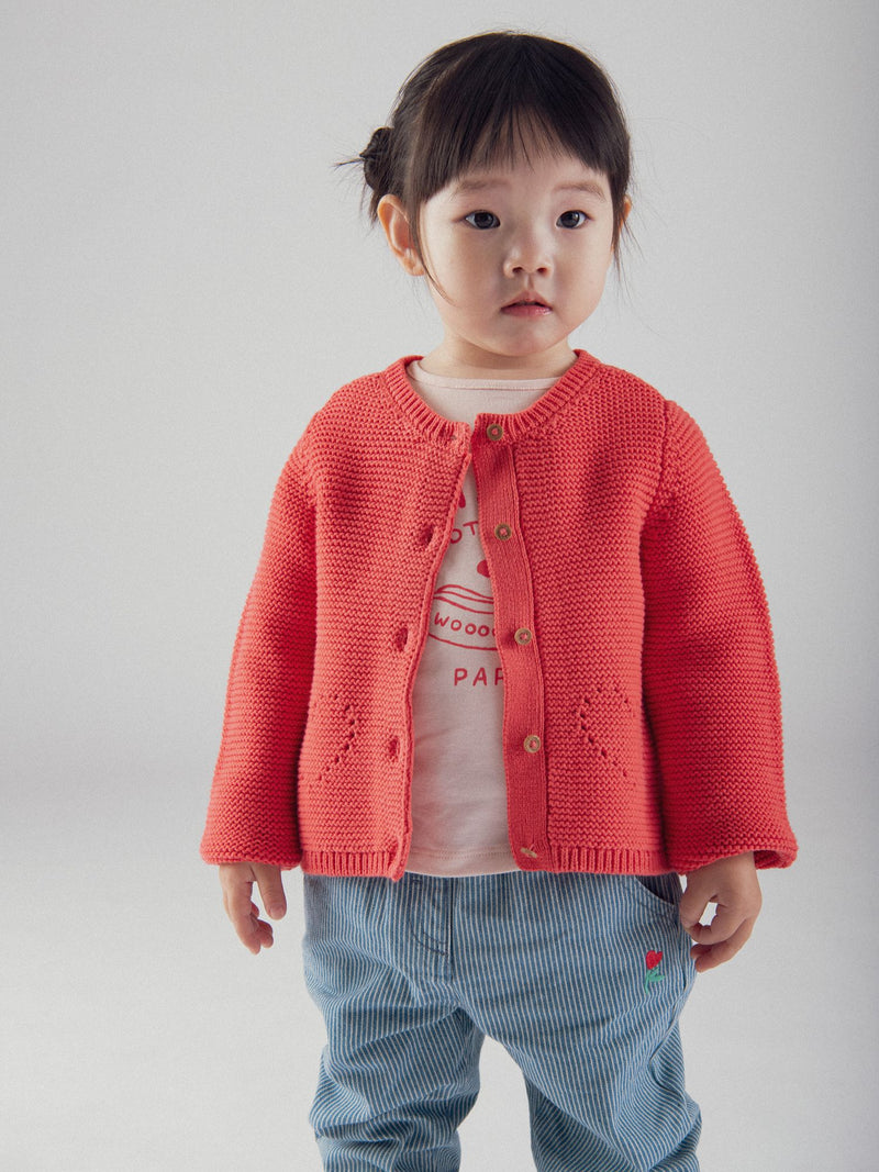 Wassermelonen-Strickjacke mit Herz-Taschen für Baby-Mädchen