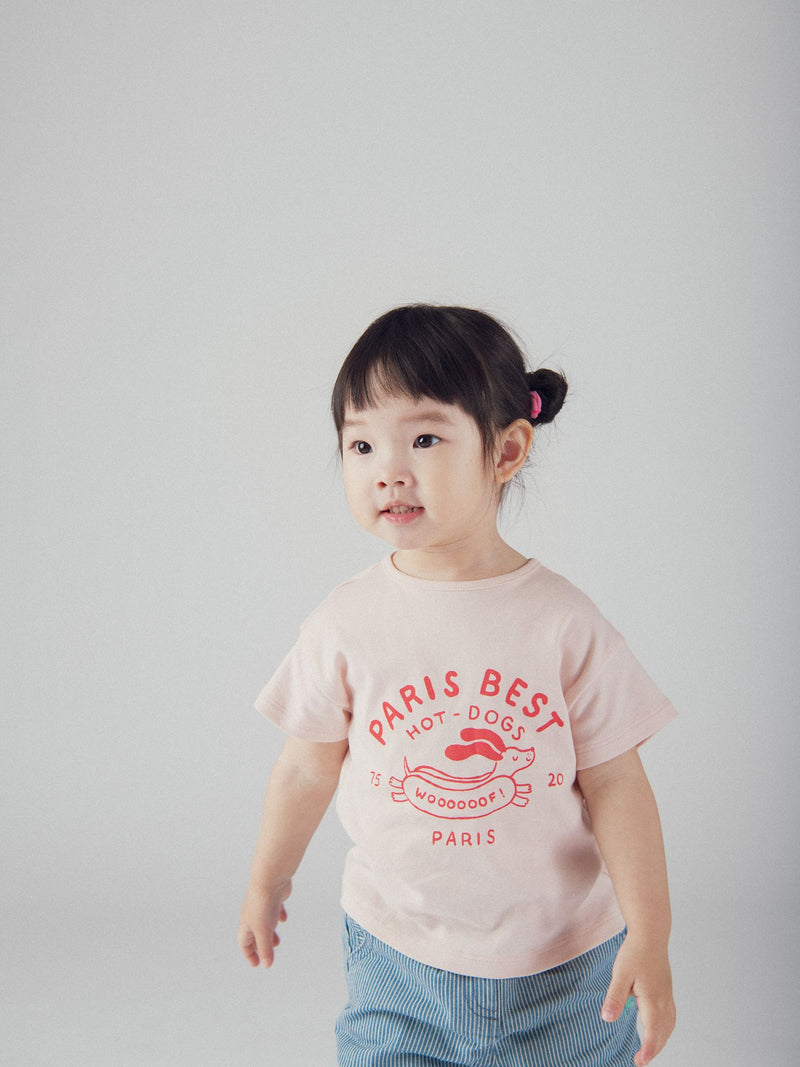 Rosa T-Shirt mit "Paris Hot-Dogs" Motiv für Mädchen
