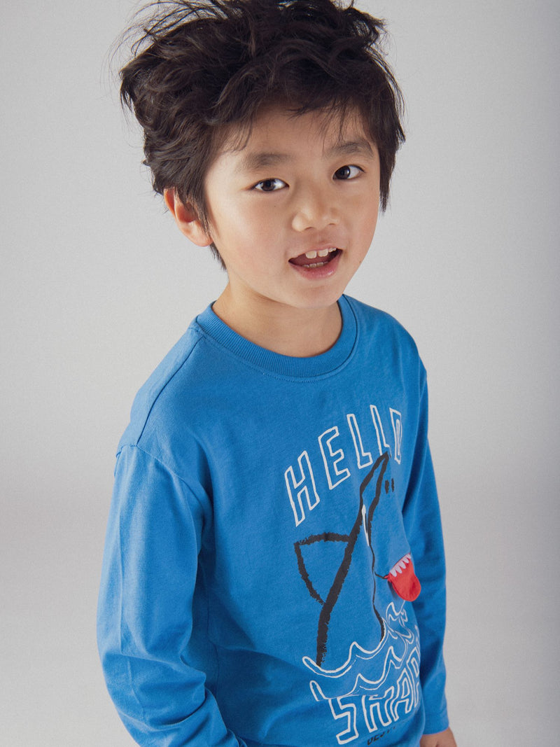 Blaues Langarmshirt mit Animation für Jungen