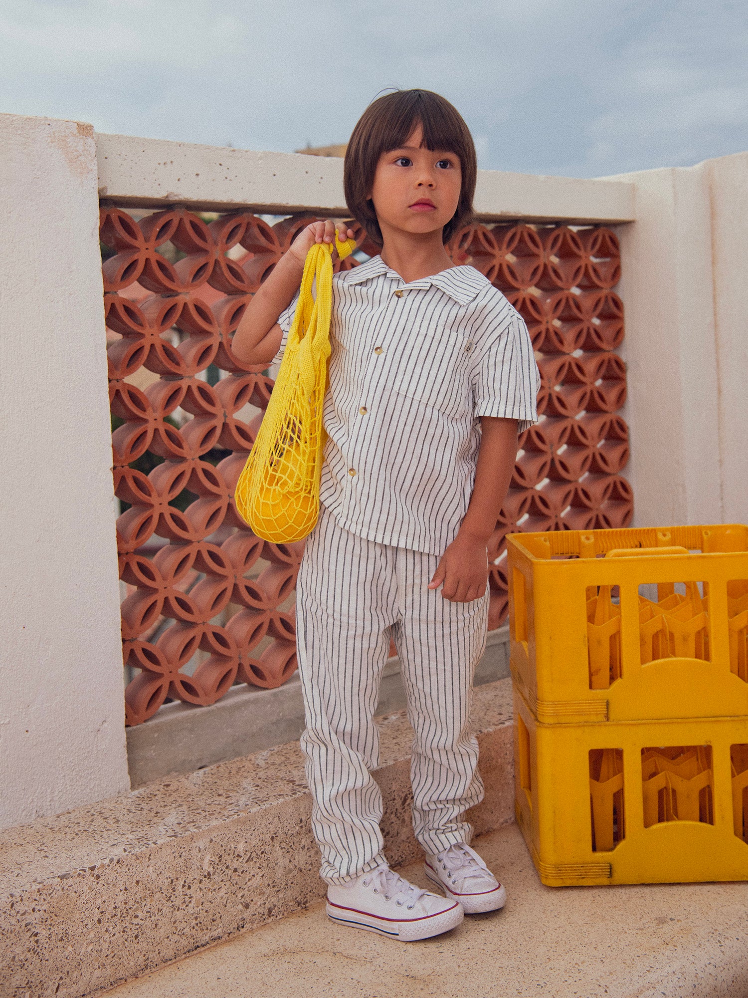 Pantalon écru à rayures pour garçon