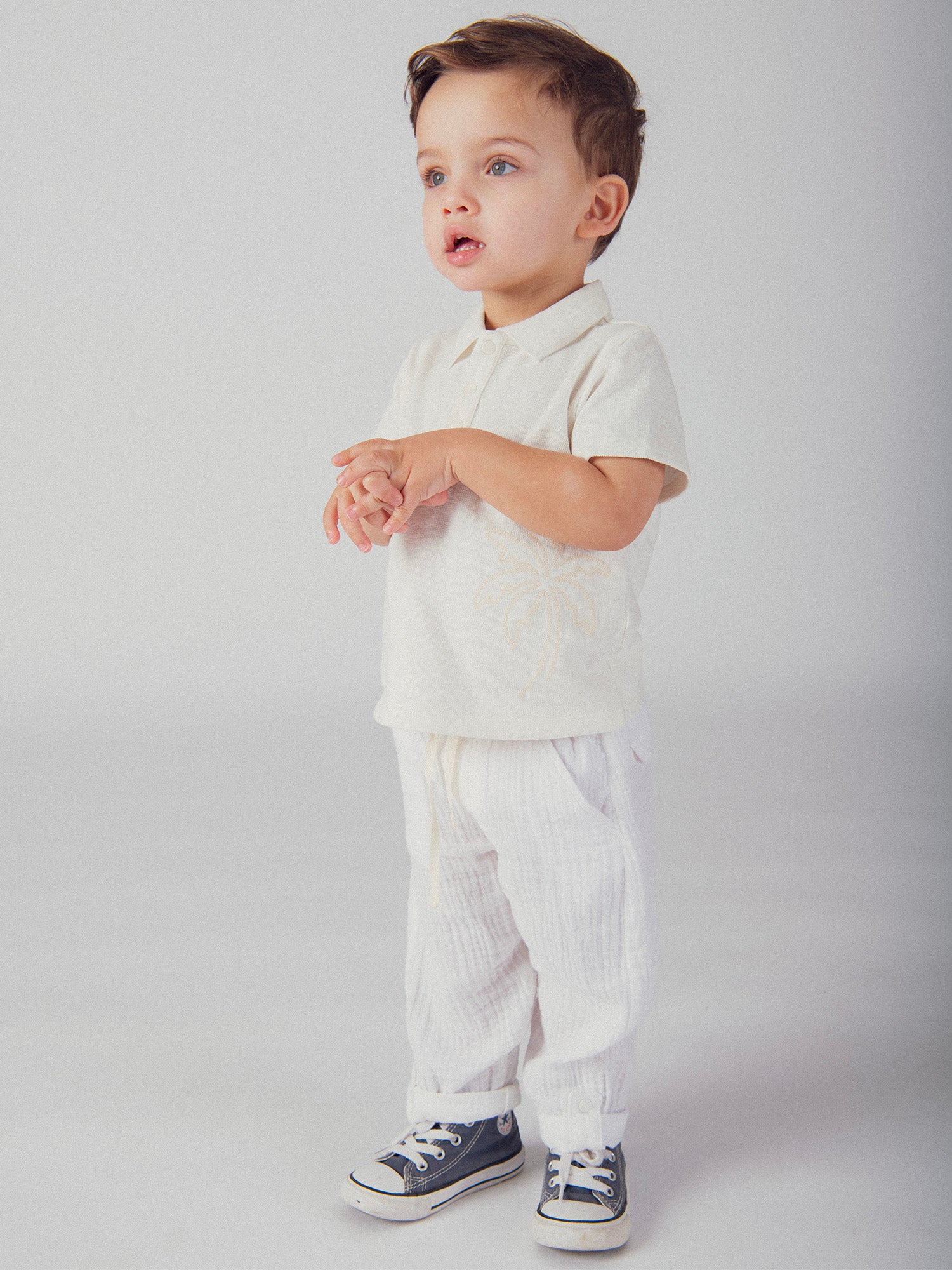 Pantalon écru avec revers ajustables pour bébé garçon