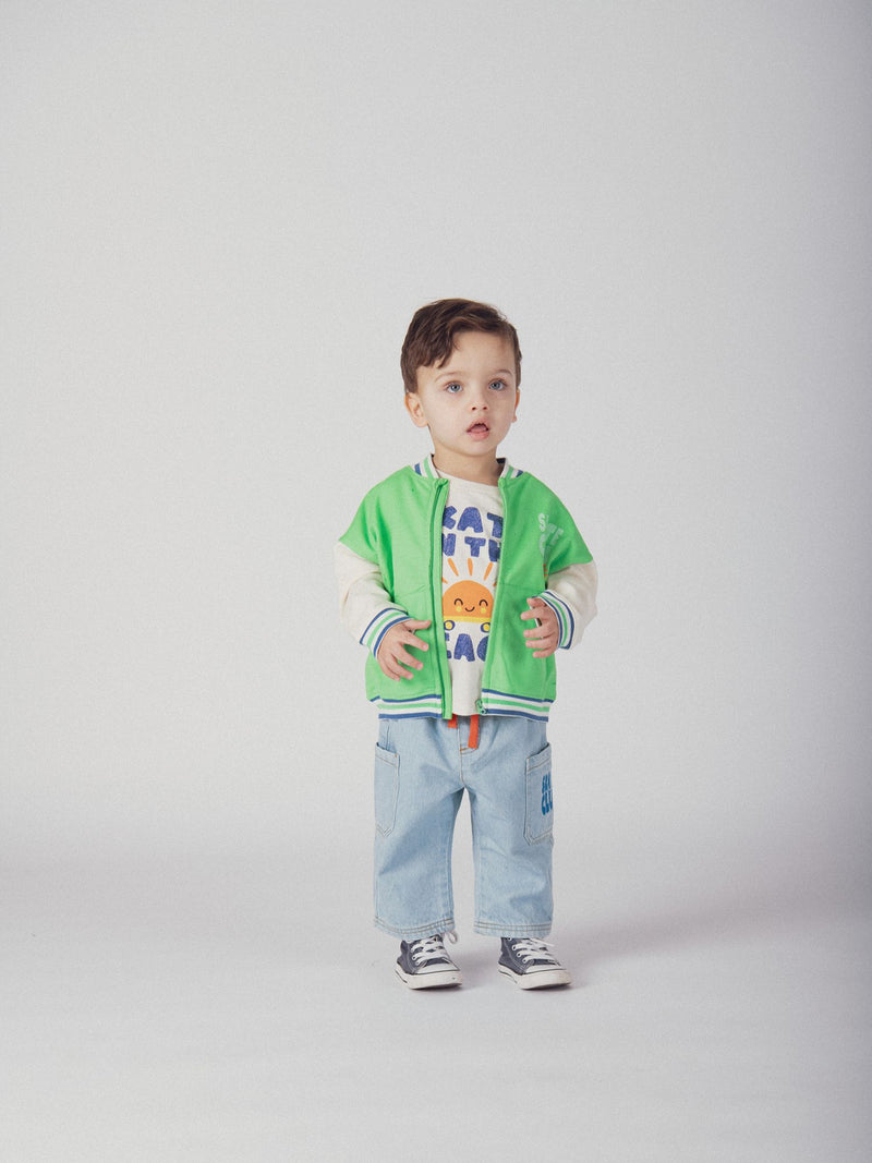 Helle Denim-Hose mit "Skate Party"-Schnürung für Babyjungen