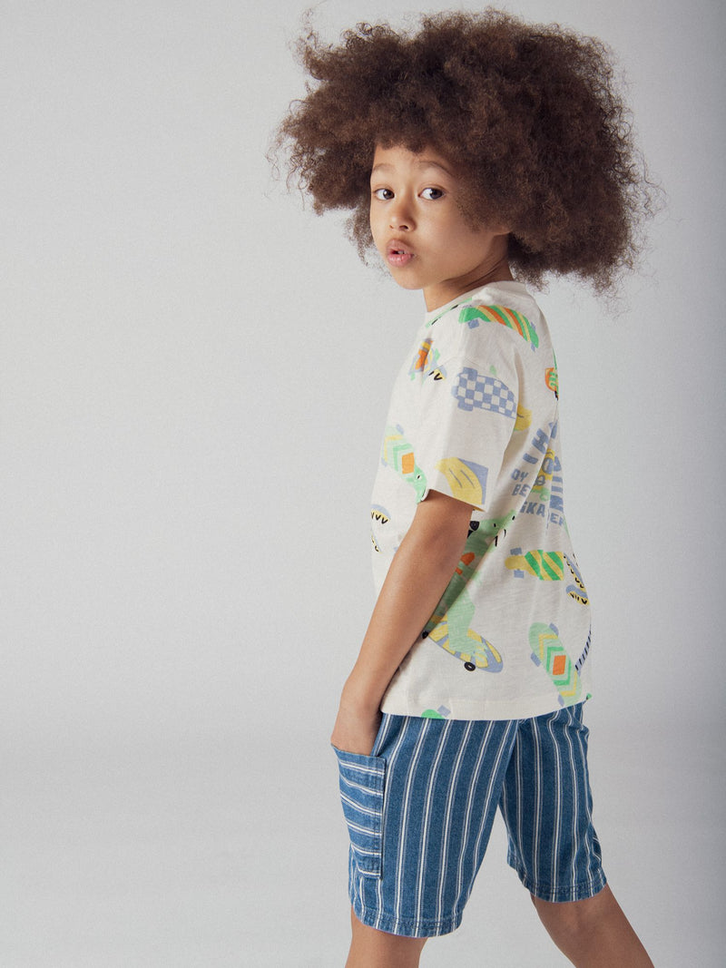 Ecru T-Shirt mit Dino-Druck für Jungen