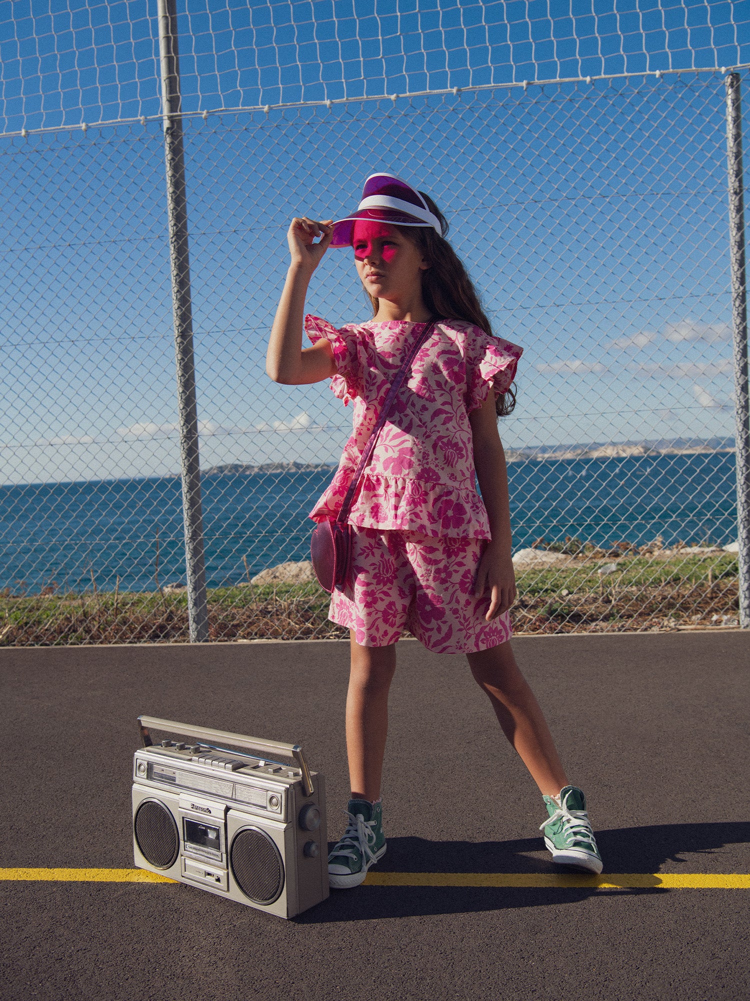 Short rosé à imprimé floral pour fille