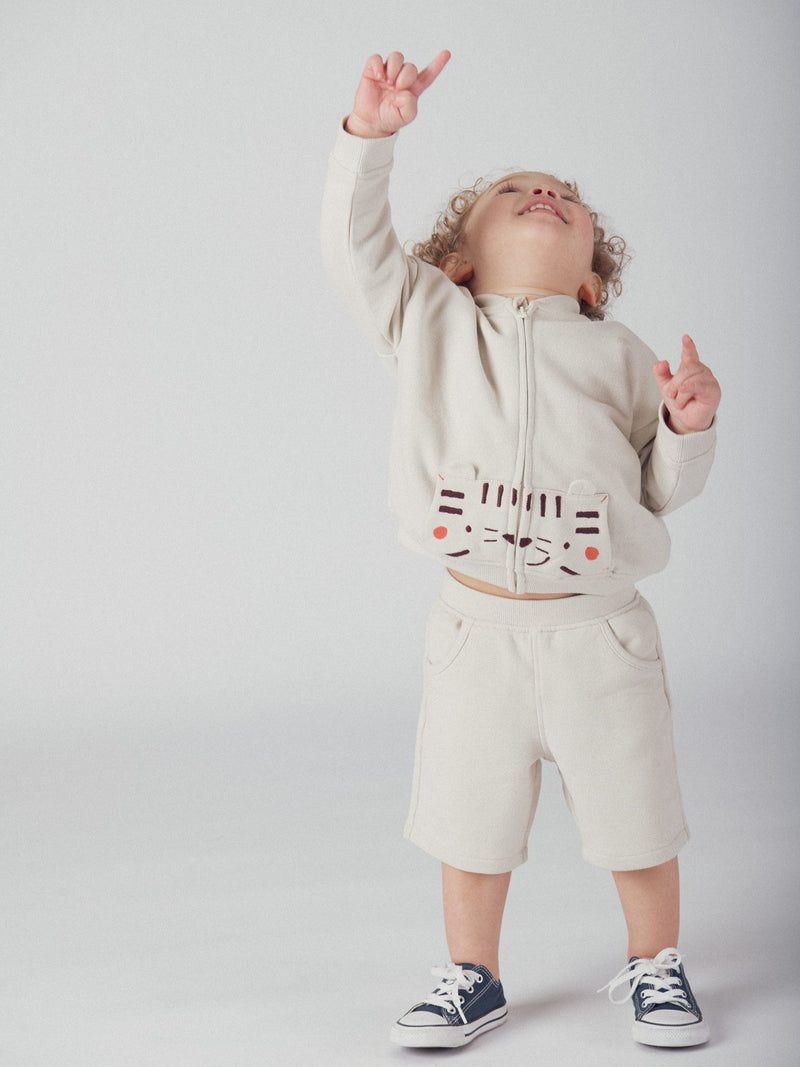 Beige Bermuda mit "Tiger"-Motiv für Baby-Jungen