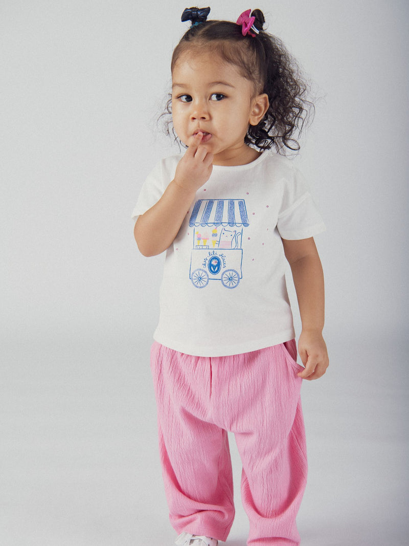 Zuckerrosafarbene Hose mit Schleife für Baby-Mädchen