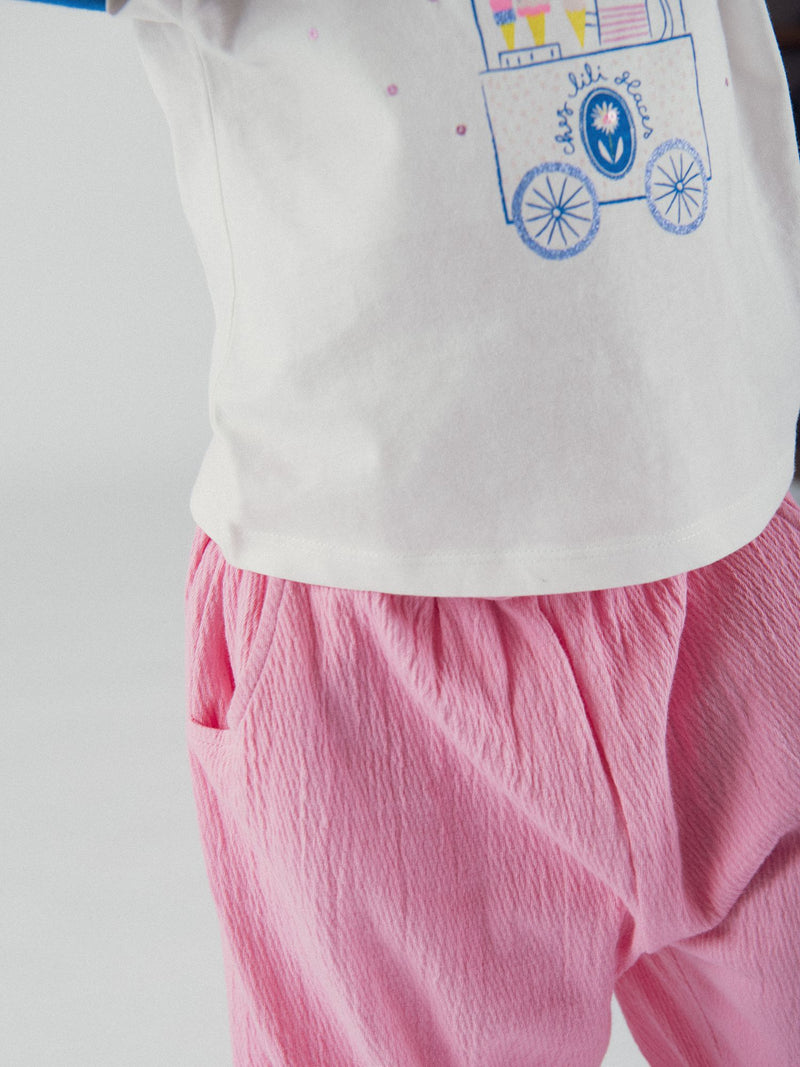 Zuckerrosafarbene Hose mit Schleife für Baby-Mädchen