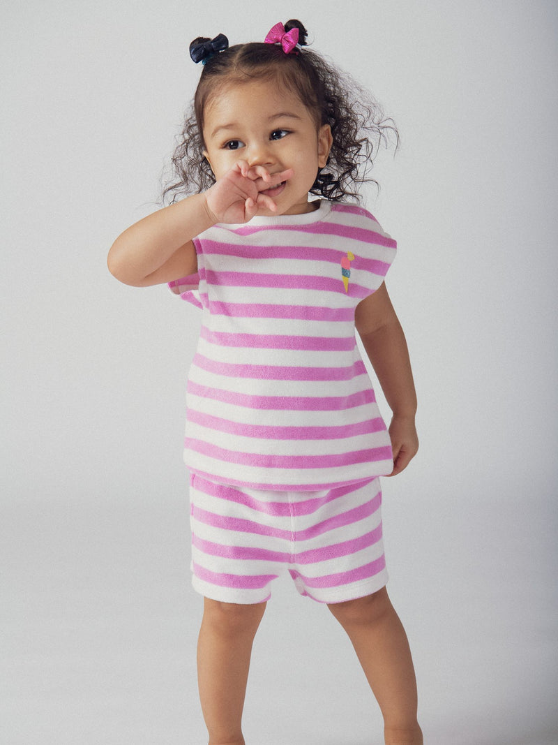 Gestreiftes Set in Rosa und Weiß für Baby Mädchen