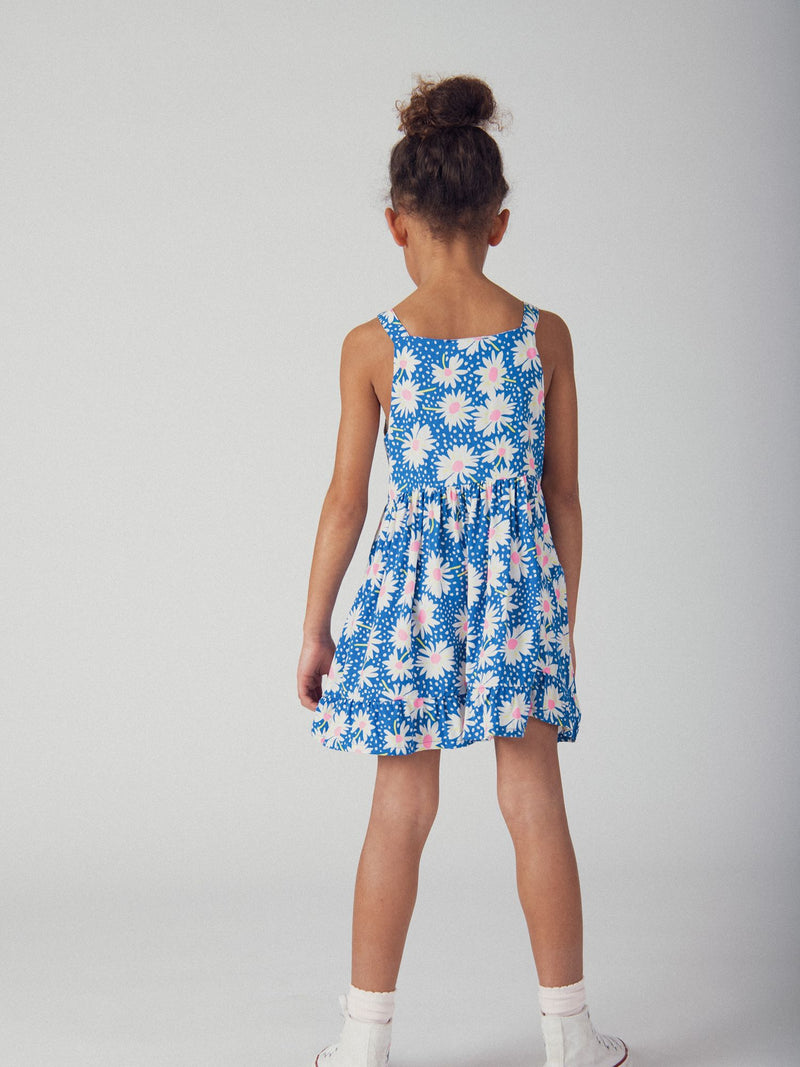 Blaues Kleid mit Blumenmuster für Mädchen