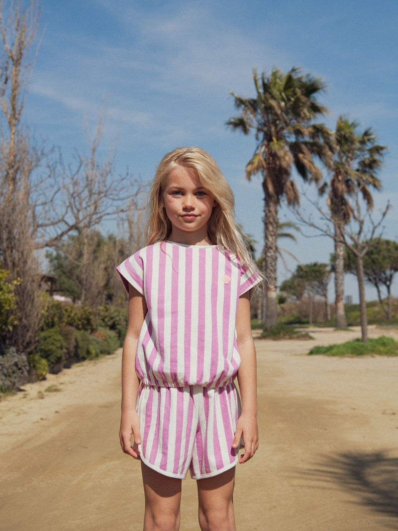 Gestreifter rosa und écru Shorts für Mädchen