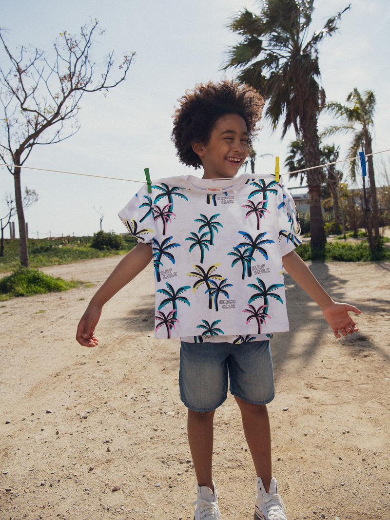 Weißes T-Shirt mit Palmenmotiv für Jungen