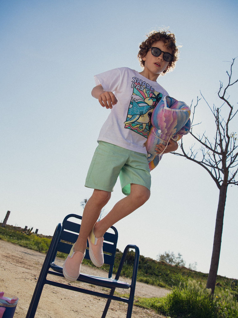 Grüne Twill-Shorts für Jungen