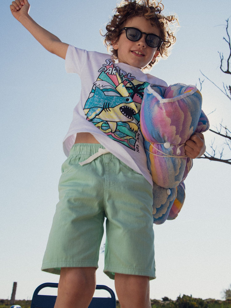 Grüne Twill-Shorts für Jungen