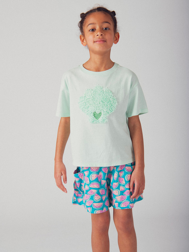 Türkis T-Shirt mit 3D Muschel Animation für Mädchen