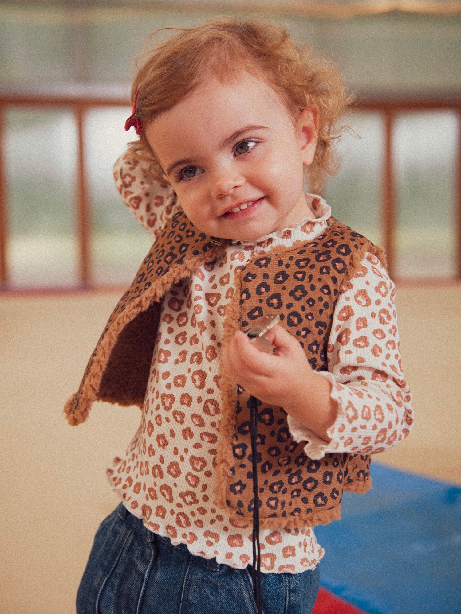 Wende-Cardigan Leoparden für Mädchen