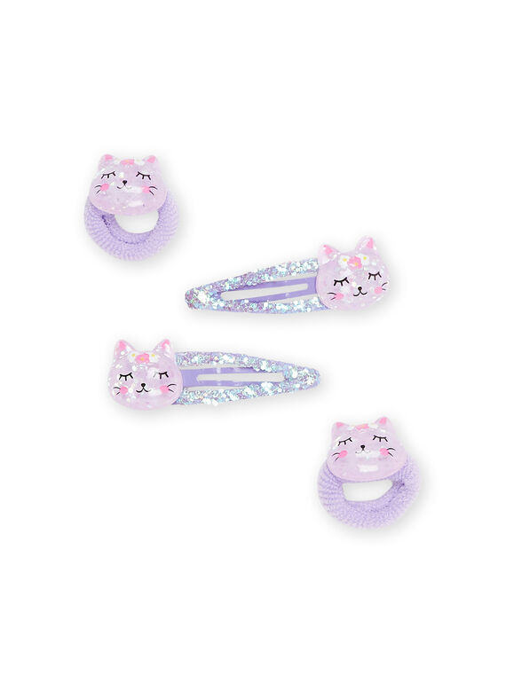 Set aus 2 Haarspangen und 2 Gummibändern in Lila RYAJOCLIC4 / 23SI01B4BRTK008