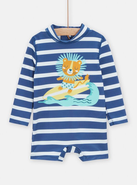 Marineblauer Badeanzug mit Streifendruck für Baby-Jungen TYUCOMUV / 24SI10G1MAI070