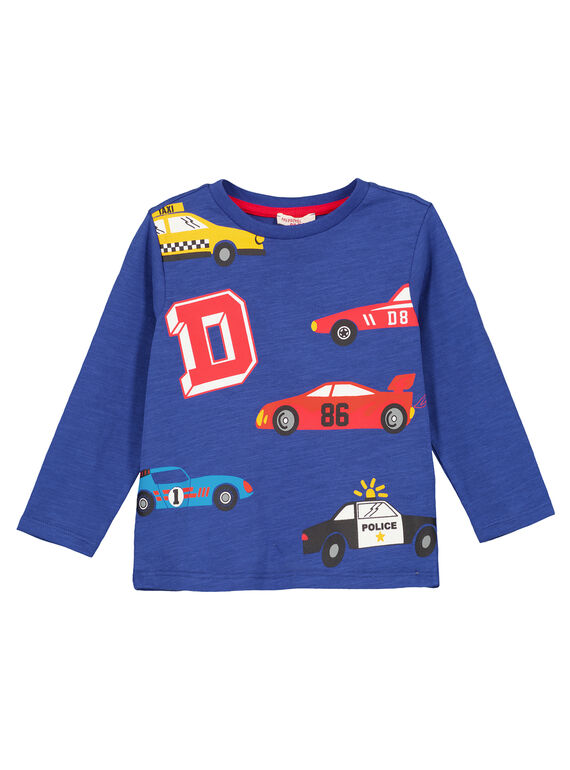 Marineblaues Rundhals-T-Shirt mit langen Ärmeln GOSANTEE3 / 19W902C5TML720