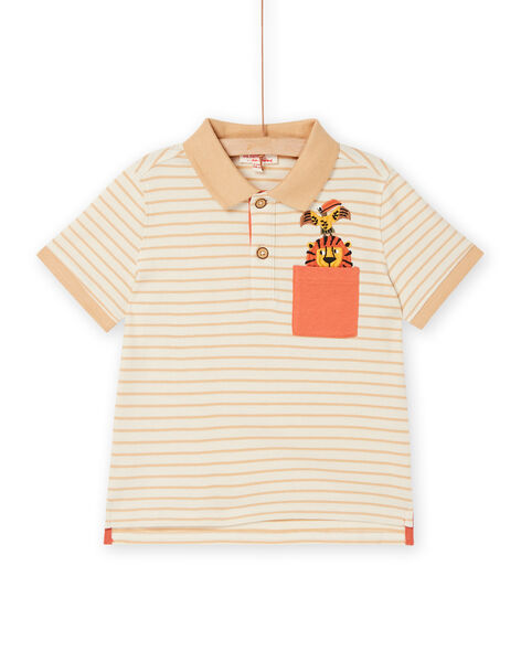 Graues Poloshirt mit Streifenmuster ROSOPOL / 23S90221POL007